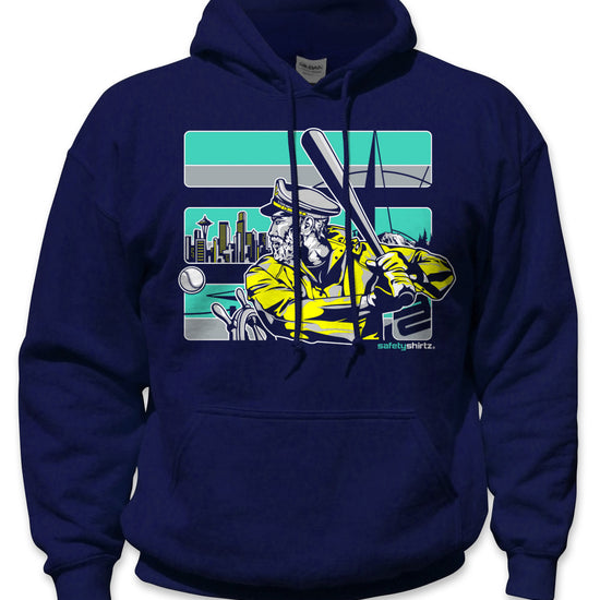 The Skipper Hi-Vis Safety Stripe Hoodie - Turq/Neon Yellow/Navy Blue