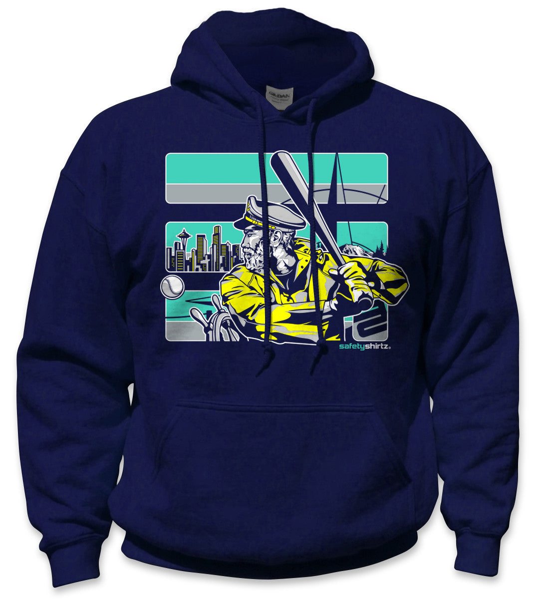 The Skipper Hi-Vis Safety Stripe Hoodie - Turq/Neon Yellow/Navy Blue