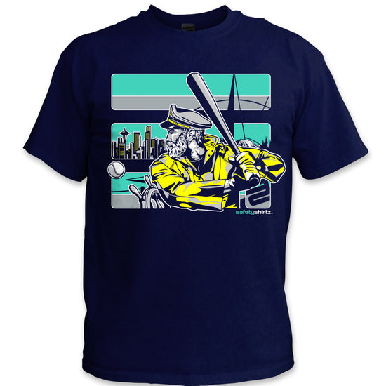 The Skipper Hi-Vis Safety Stripe Shirt - Turq/Neon Yellow/Navy Blue