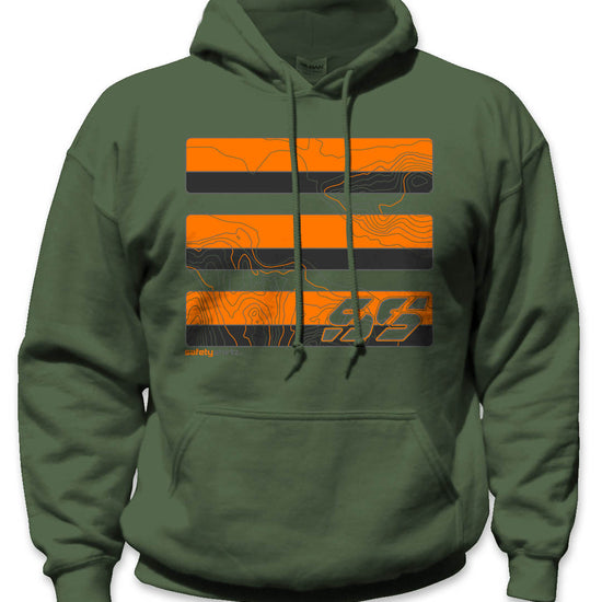 Topo Hi-Vis Safety Stripe Hoodie - Neon Orange/Reflective/ Military Green
