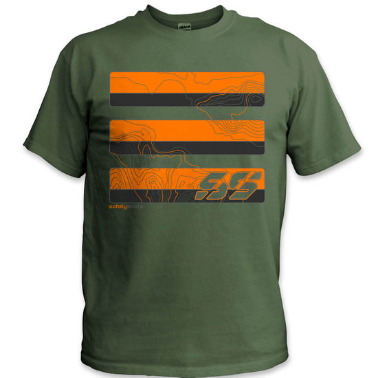 Topo Safety Shirt - Neon Orange/Black Reflective/Military Green
