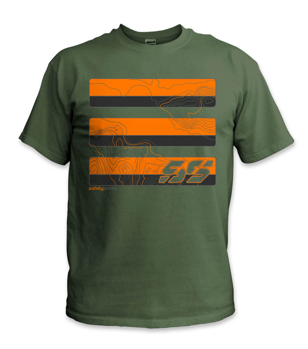 Topo Safety Shirt - Neon Orange/Black Reflective/Military Green