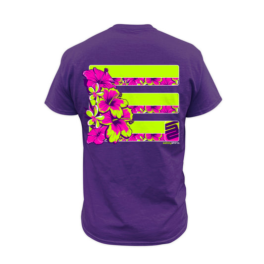 Tropic Heat Safety Stripe Tee - Yellow/Pink/Purple