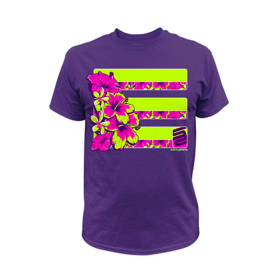 Tropic Heat Safety Stripe Tee - Yellow/Pink/Purple