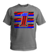 USA 1 Hi-Vis Safety Stripe Tee - Neon Red/Bright Blue/Black Reflective/Charcoal Gray