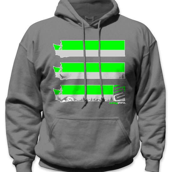 Washington State Hi-Vis Safety Stripe Hoodie - Neon Green/Gray/Charcoal