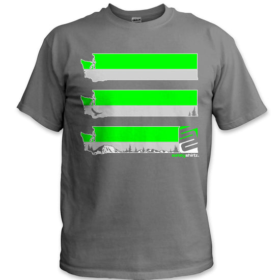 Washington State Hi-Vis Safety Stripe Tee - Neon Green/Gray/Charcoal