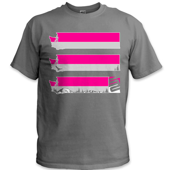 Washington State Hi-Vis Safety Stripe Tee - Neon Pink/Gray/Charcoal