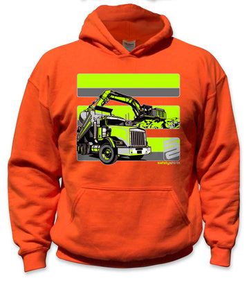 YOUTH Dirtworks Hi-Vis Safety Stripe Hoodie - Neon Yellow/Gray/Orange