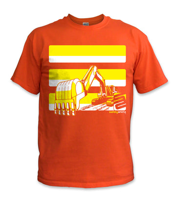 YOUTH Excavator Hi-Vis Safety Stripe Tee - Neon Yellow/Orange
