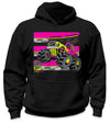 YOUTH Monster Truck Hi-Vis Safety Stripe Hoodie - Neon Pink/Neon Yellow/Black