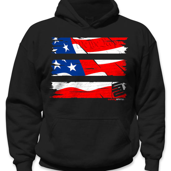 YOUTH Old Glory Hi-Vis Safety Stripe Hoodie - Neon Red/White/Bright Blue/Black