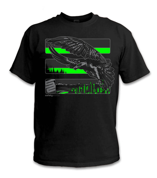YOUTH Seattle Reborn Hi-Vis Safety Stripe Tee - Neon Green/Reflective/Black