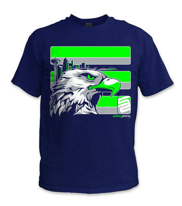 YOUTH Seattle Hi-Vis Safety Stripe Tee - Neon Green/Gray/Navy Blue