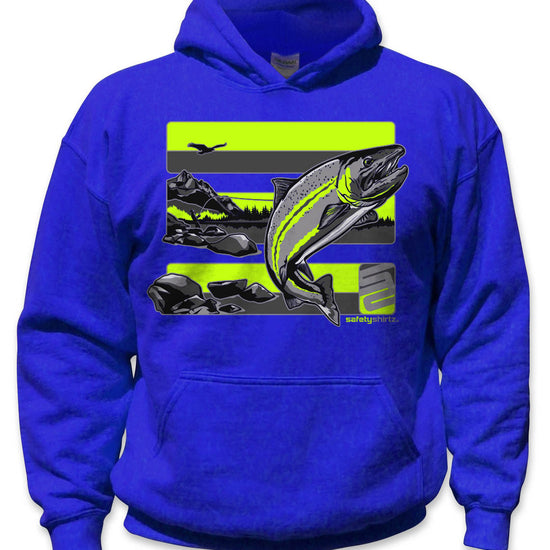 YOUTH Steelhead Hi-Vis Safety Hoodie - Neon Yellow/Black Reflective/Royal Blue