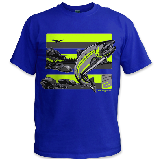 YOUTH Steelhead Hi-Vis Safety Tee - Neon Yelow/Black Reflective/Royal Blue