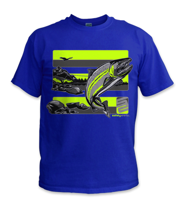 YOUTH Steelhead Hi-Vis Safety Tee - Neon Yelow/Black Reflective/Royal Blue