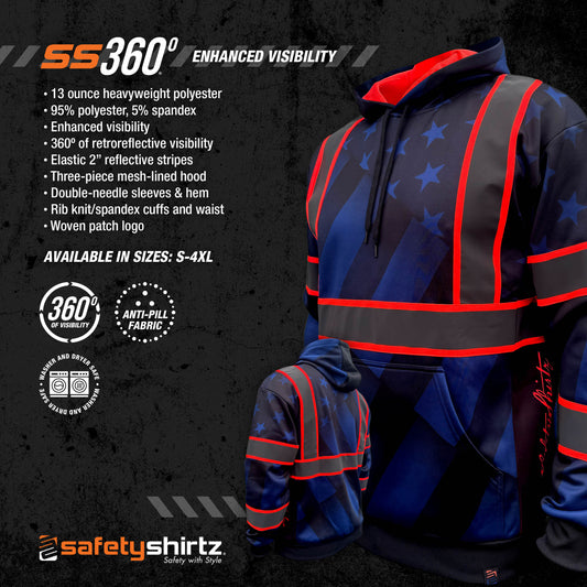 SS360º The Patriot - Blue - Enhanced Visibility - Reflective Safety Hoodie