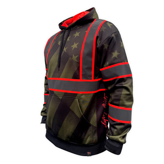 SS360º The Patriot - Military Green - Enhanced Visibility - Reflective Safety Hoodie