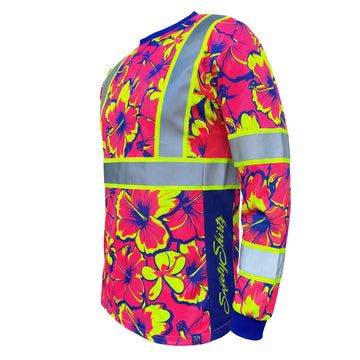 SS360º Tropic Heat - Pink - UPF 40 - Enhanced Visibility - Reflective Long Sleeve Safety Shirt