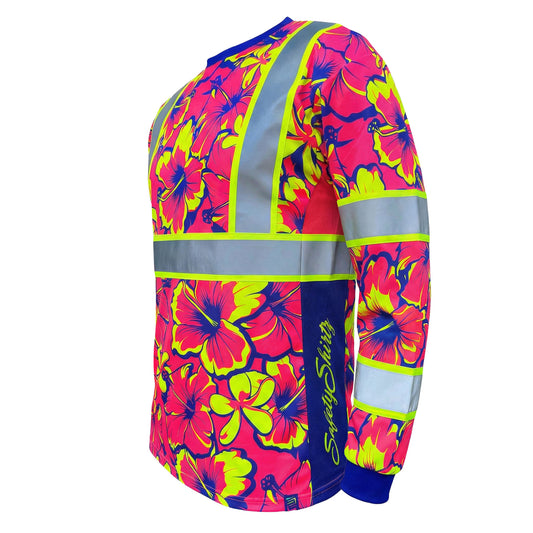 SS360º Tropic Heat - Pink - UPF 40 - Enhanced Visibility - Reflective Long Sleeve Safety Shirt