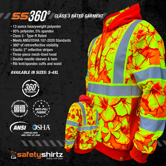 SS360º Tropic Heat - Orange - Type-R - Class 3 - Reflective Safety Hoodie