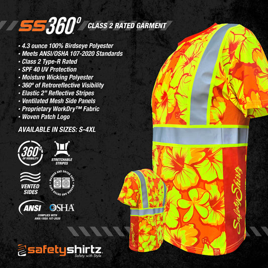 SS360º Tropic Heat - Orange - Class 2 - Type-R - UPF 40 - Reflective Safety Shirt
