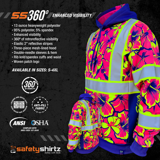 SS360º Tropic Heat - Pink - Type-O - Enhanced Visibility - Reflective Safety Hoodie