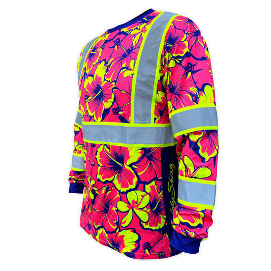 SS360º Tropic Heat - Pink - UPF 40 - Enhanced Visibility - Reflective Long Sleeve Safety Shirt